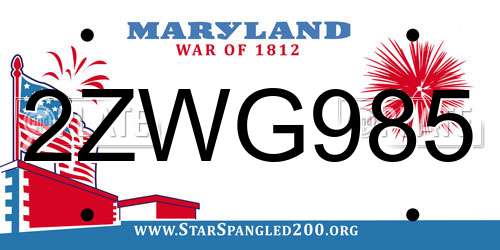 2ZWG985 Maryland License Plate
