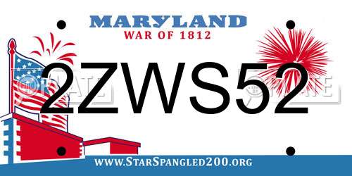 2ZWS52 Maryland License Plate