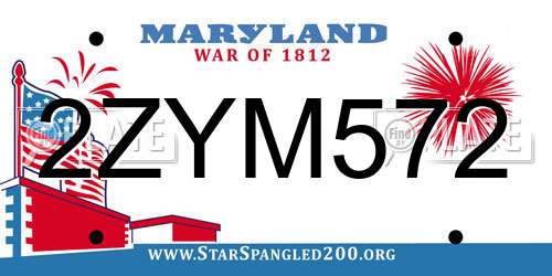 2ZYM572 Maryland License Plate