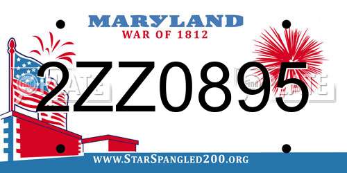 2ZZ0895 Maryland License Plate
