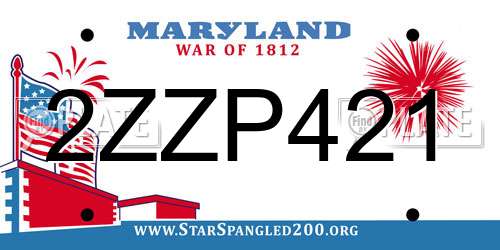 2ZZP421 Maryland License Plate