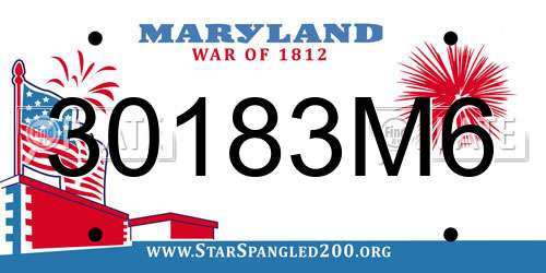 30183M6 Maryland License Plate
