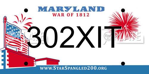 302XIT Maryland License Plate