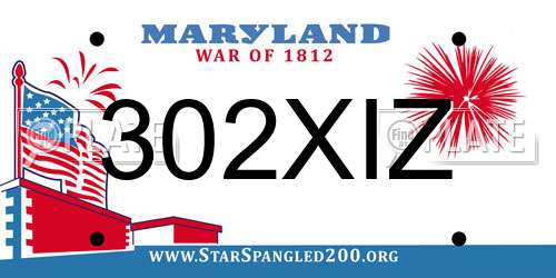302XIZ Maryland License Plate