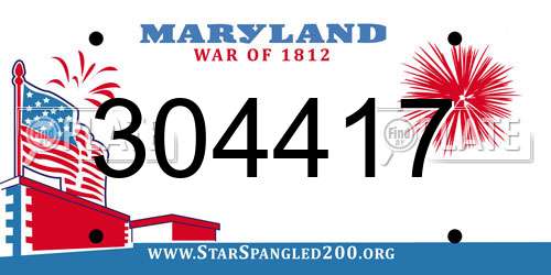 304417 Maryland License Plate