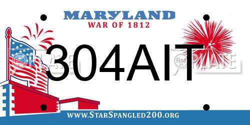 304AIT Maryland License Plate