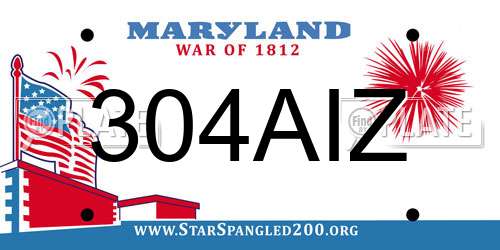 304AIZ Maryland License Plate
