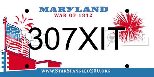 307XIT Maryland License Plate