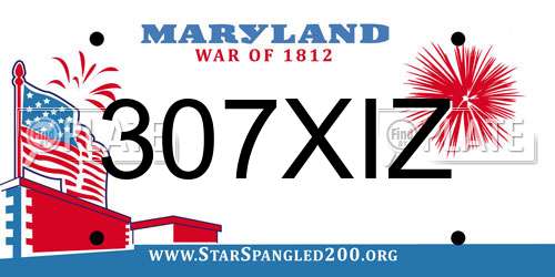 307XIZ Maryland License Plate