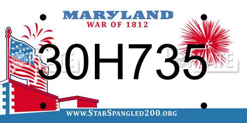 30H735 Maryland License Plate