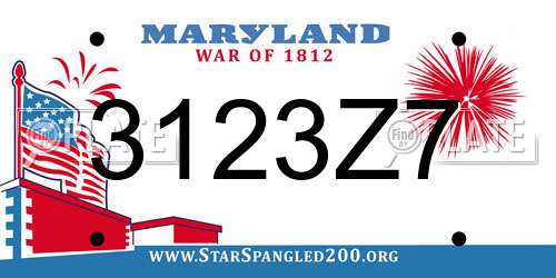 3123Z7 Maryland License Plate