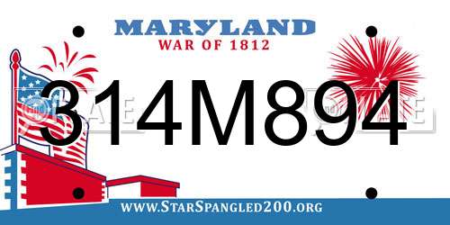 314M894 Maryland License Plate