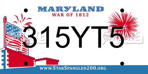 315YT5 Maryland License Plate