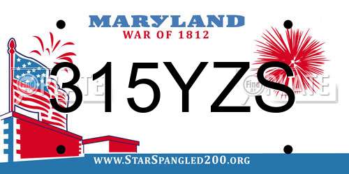 315YZS Maryland License Plate