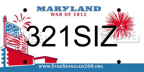 321SIZ Maryland License Plate