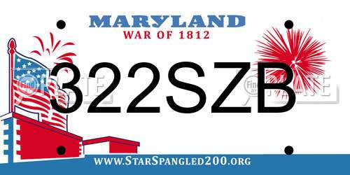 322SZB Maryland License Plate