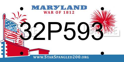 32P593 Maryland License Plate
