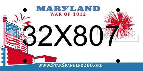 32X807 Maryland License Plate