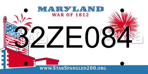 32ZE084 Maryland License Plate