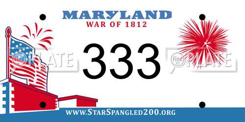 333 Maryland License Plate