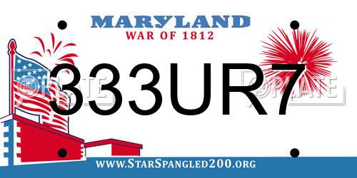 333UR7 Maryland License Plate