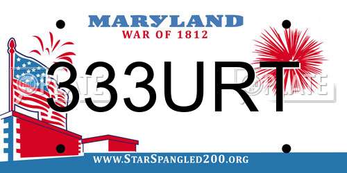 333URT Maryland License Plate