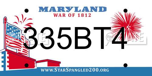 335BT4 Maryland License Plate