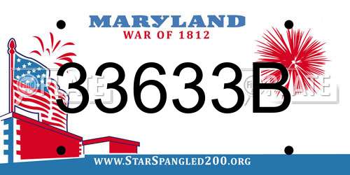 33633B Maryland License Plate