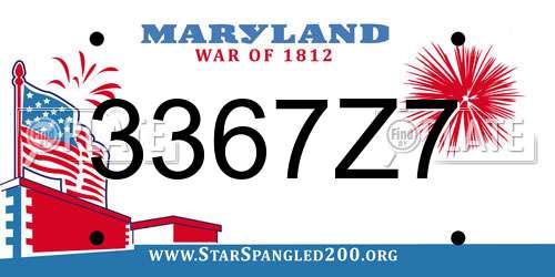 3367Z7 Maryland License Plate