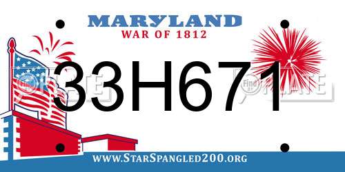 33H671 Maryland License Plate