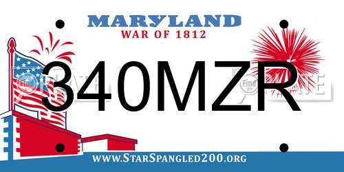340MZR Maryland License Plate