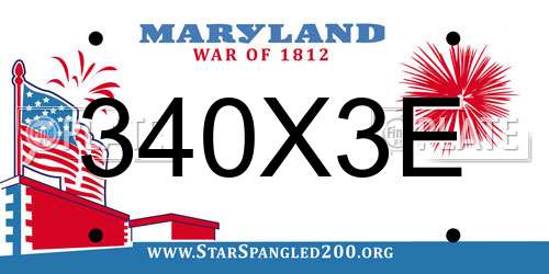 340X3E Maryland License Plate