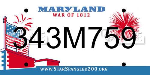343M759 Maryland License Plate