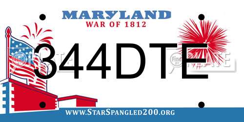 344DTE Maryland License Plate