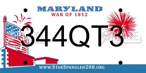 344QT3 Maryland License Plate