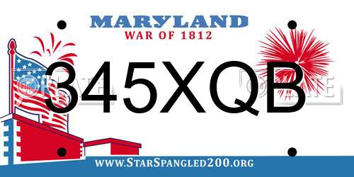345XQB Maryland License Plate