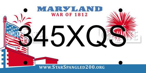 345XQS Maryland License Plate
