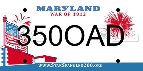 350OAD Maryland License Plate