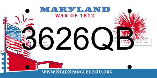 3626QB Maryland License Plate