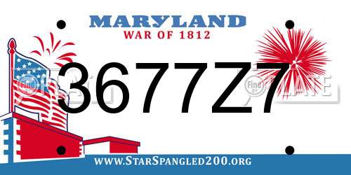3677Z7 Maryland License Plate