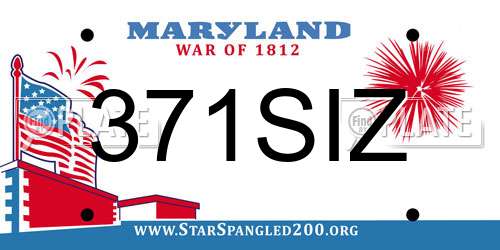 371SIZ Maryland License Plate