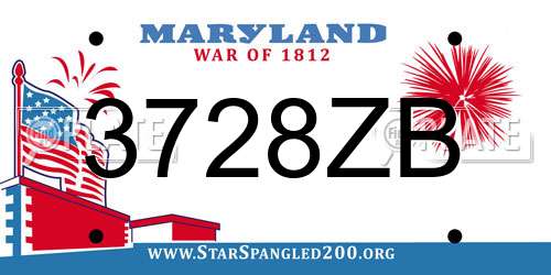 3728ZB Maryland License Plate