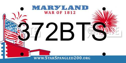 372BTS Maryland License Plate