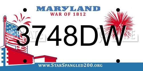 3748DW Maryland License Plate