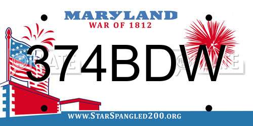 374BDW Maryland License Plate