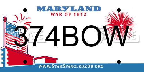 374BOW Maryland License Plate