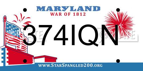 374IQN Maryland License Plate