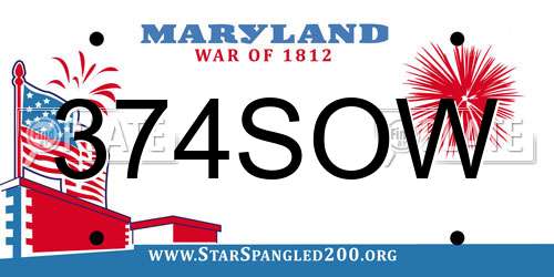 374SOW Maryland License Plate