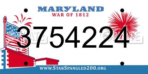 3754224 Maryland License Plate