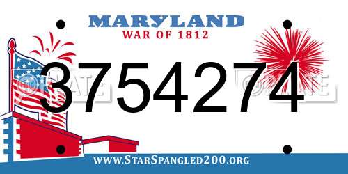 3754274 Maryland License Plate